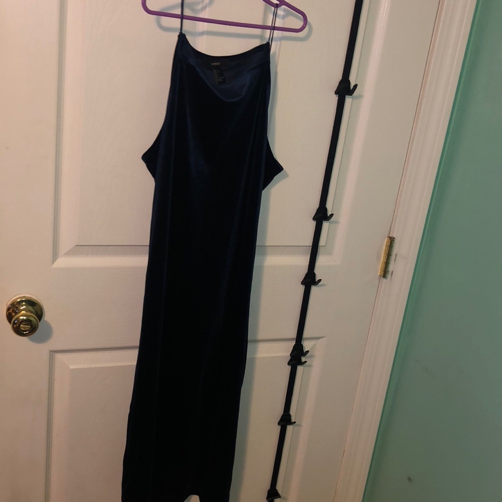 Navy blue velvet dress